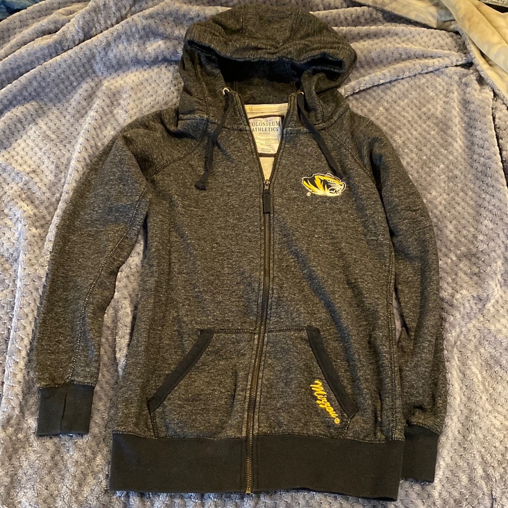 PC NWOT Women’s SzM Missouri Mizzou Tigers longline zip up hoodie